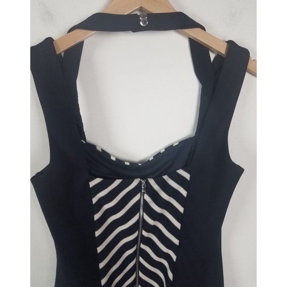 Guess Women's Sz. 10 Navy & White Striped Knit Bandage Knee Length Dress - Picture 9 of 11